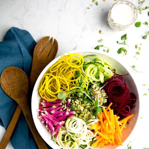 Rainbow Spiralized Cucumber Salad