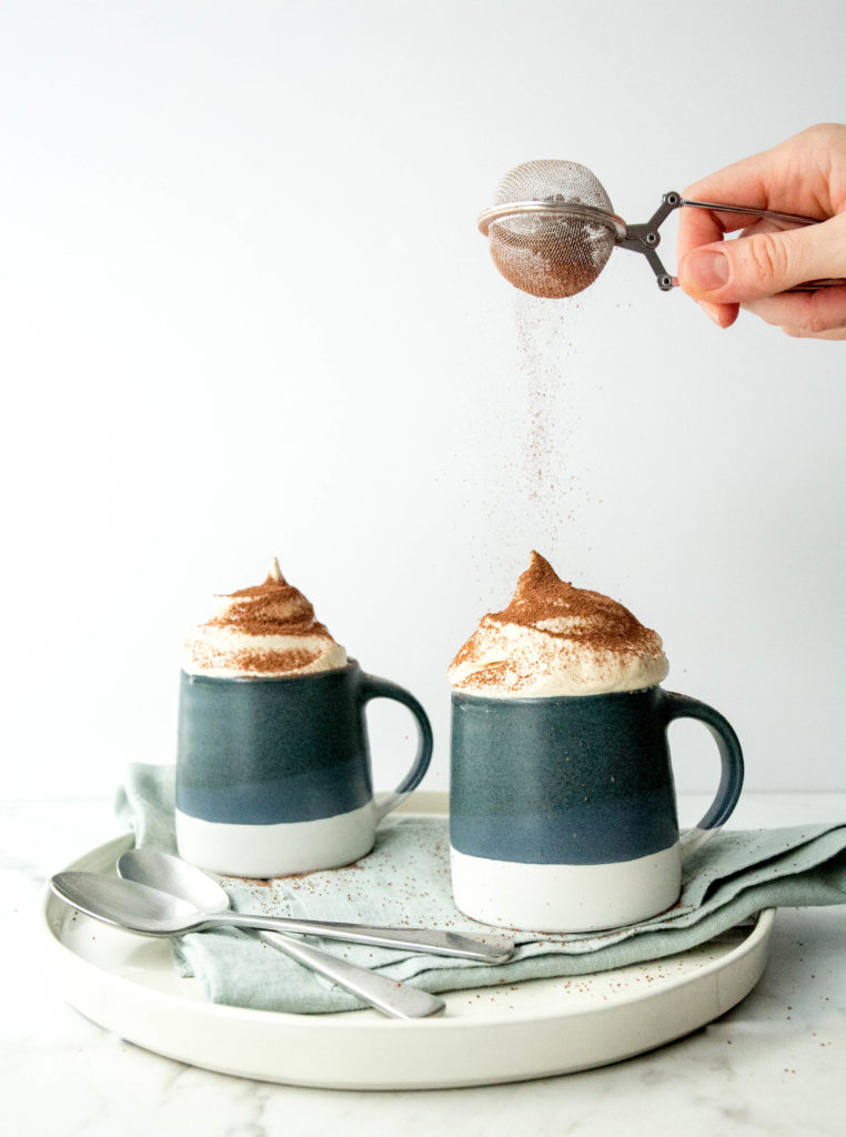 Two mugs of hot chocolate with marshmallow fluff