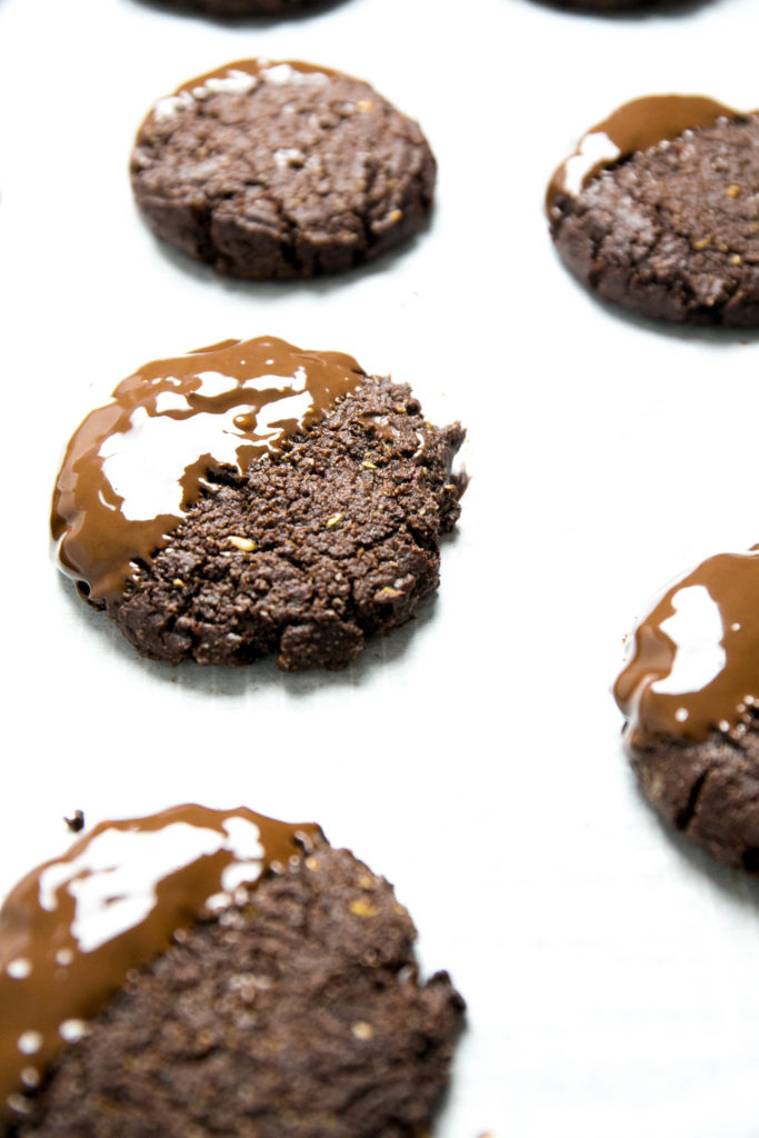 triple chocolate cookies dipped in chocolate