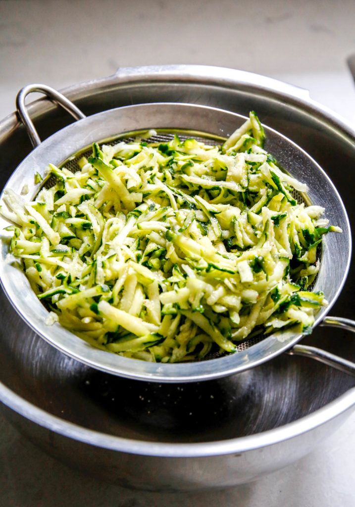 grated zucchini in a bowl