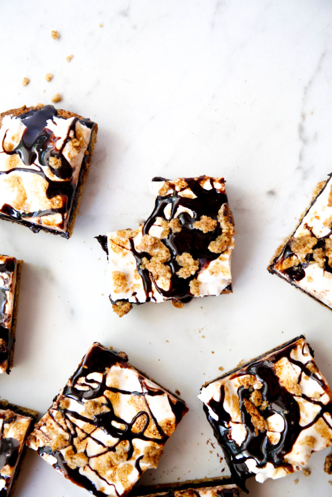 S'more bars with a bite taken out of one