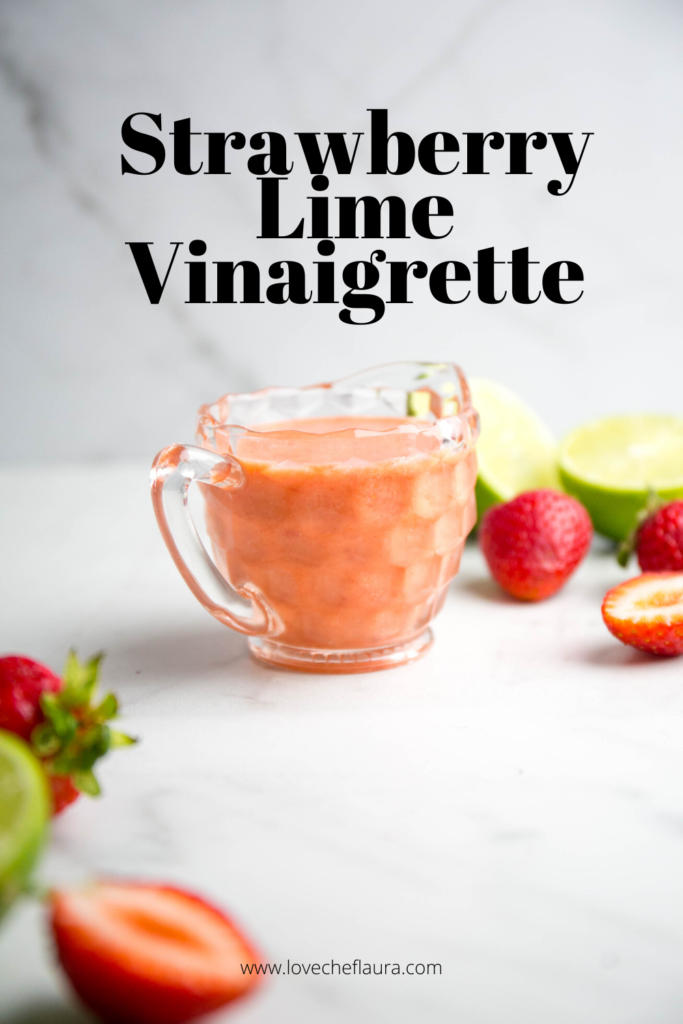 a Pinterest pin for strawberry lime vinaigrette
