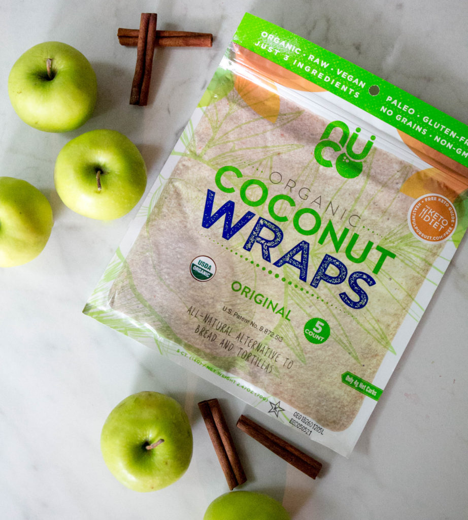 Nuco Coconut Wraps with apples and cinnamon sticks