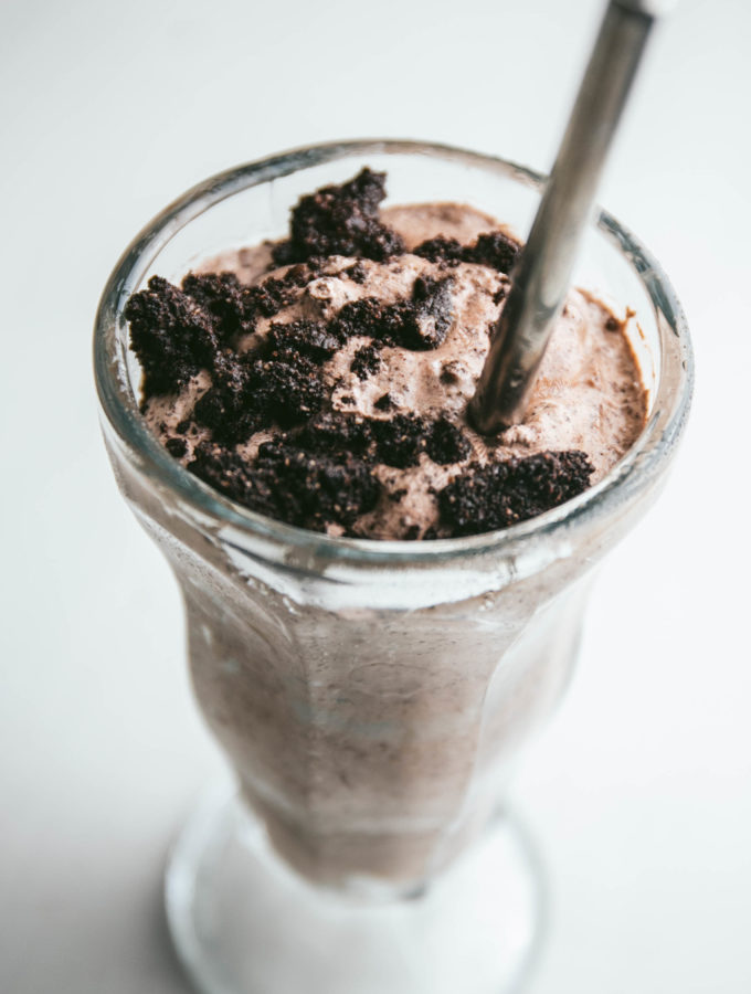 Cookies and Cream Milkshake with cookies on top