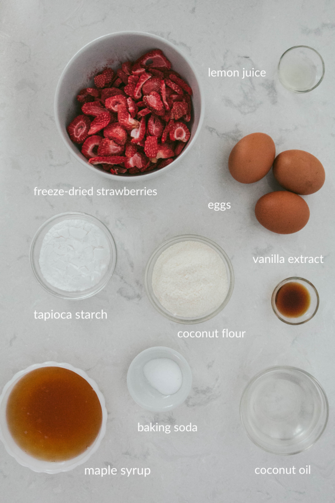 Ingredients for strawberry cupcakes