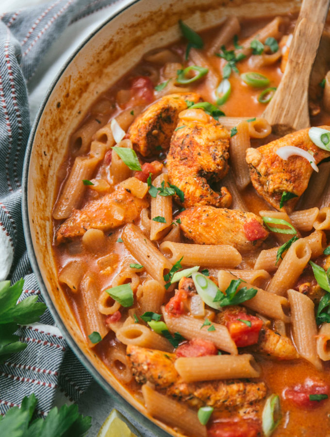 Creamy Cajun Chicken Pasta in a Skillet