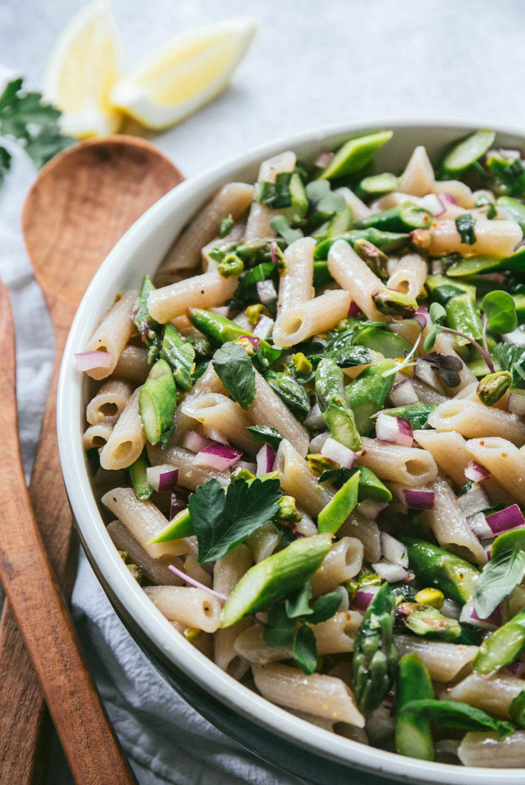 Lemon Asparagus Pasta Salad (GF and vegan) Love, Chef Laura