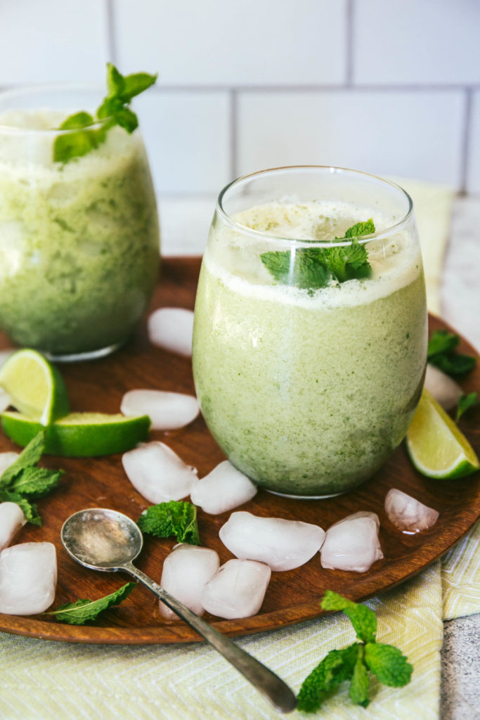 Creamy mojito mocktail on with fresh mint