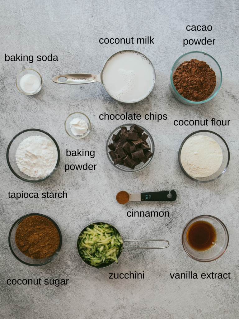 Chocolate zucchini muffin ingredients