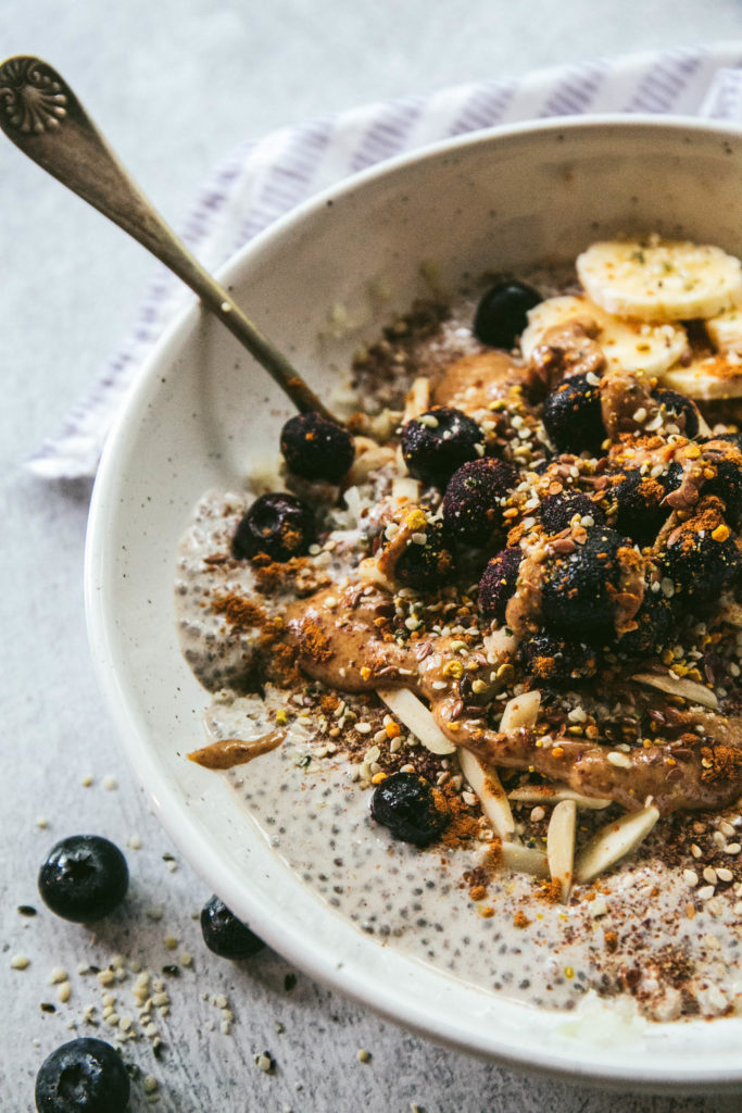 Chai spiced breakfast bowl with spoon
