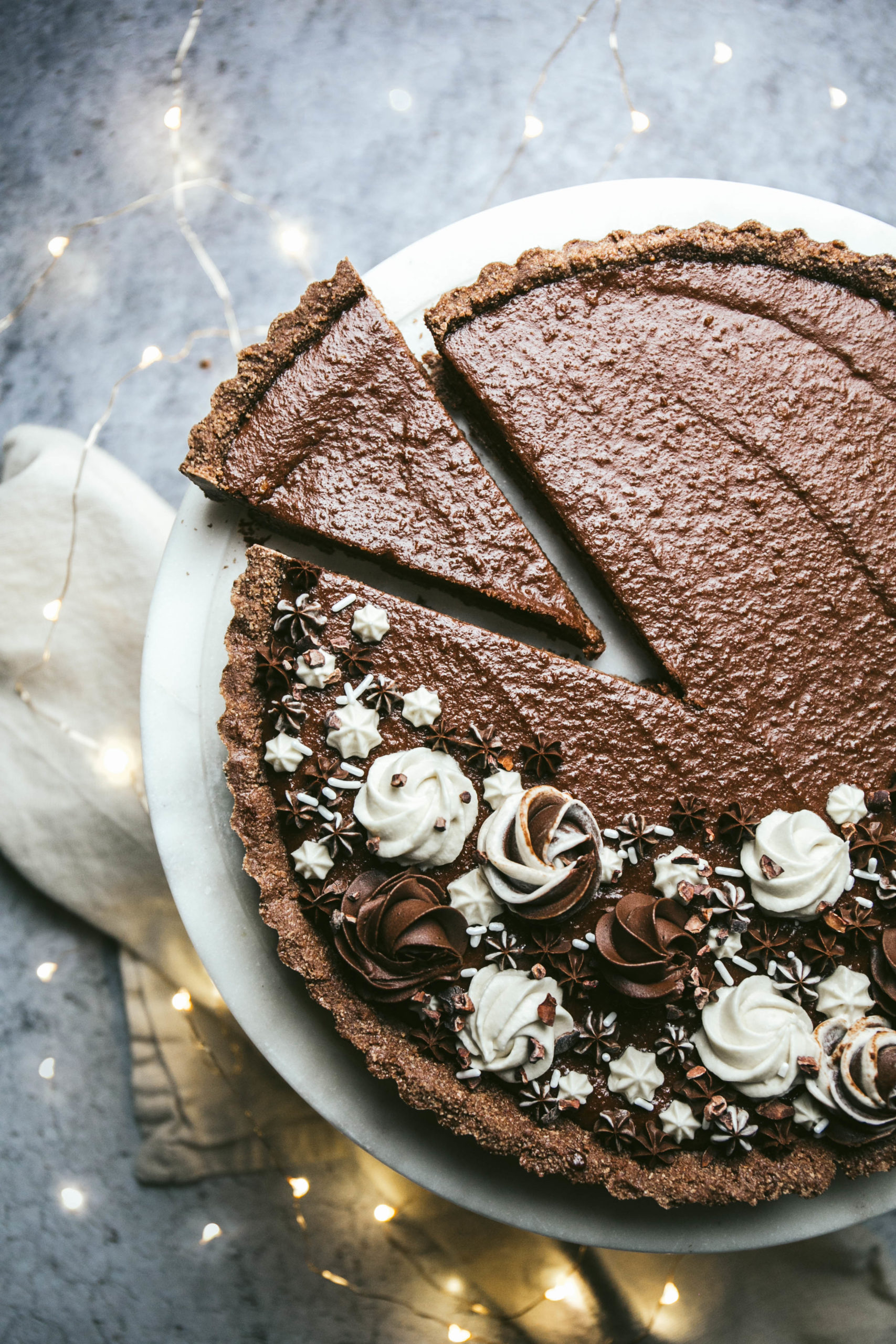 Slice of chocolate cappuccino tart