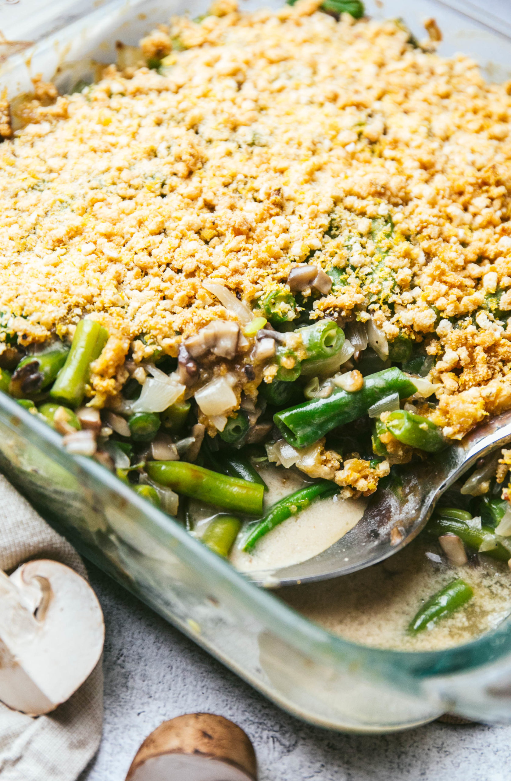 dairy-free green bean casserole with mushrooms