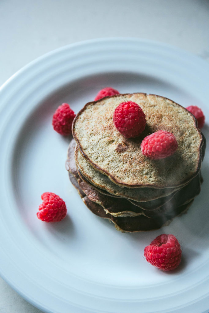 Protein pancakes with fresh raspberries