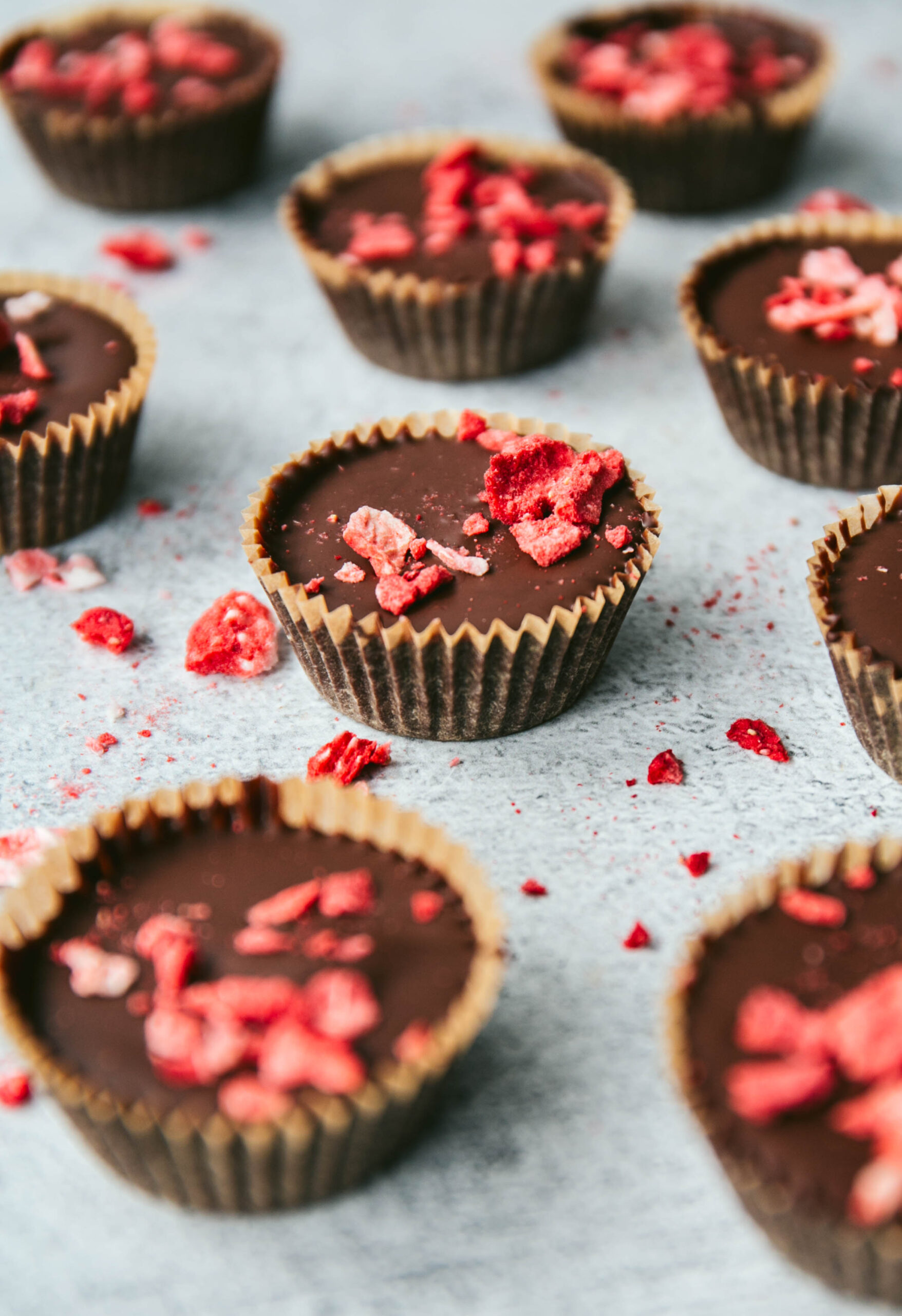 Strawberry Cream Chocolates with strawberries on top