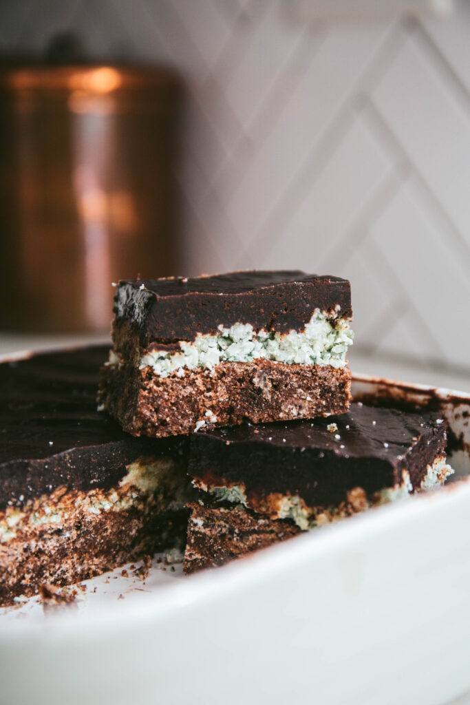 Aip mint brownies stacked