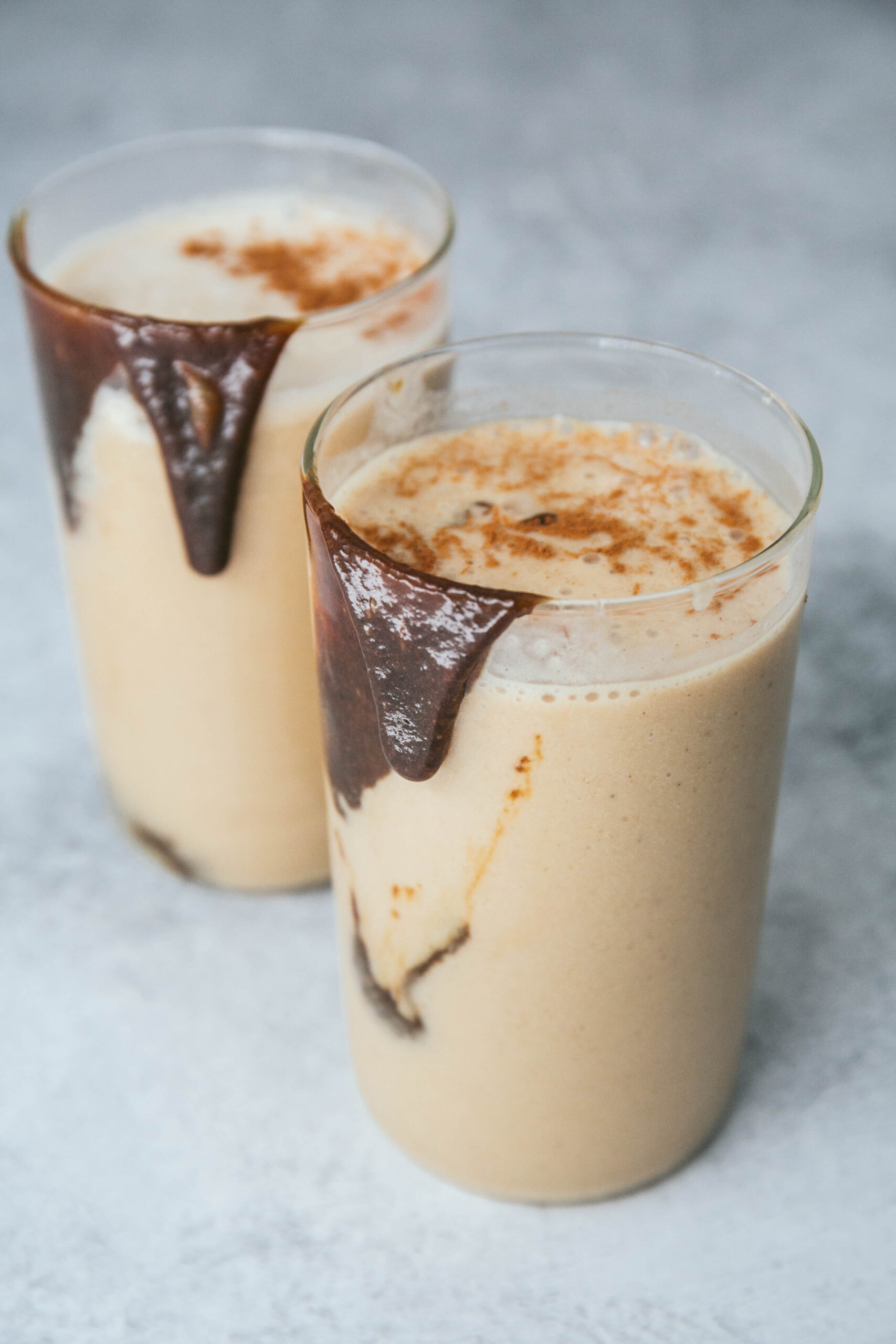 The best bananas foster smoothie in glasses