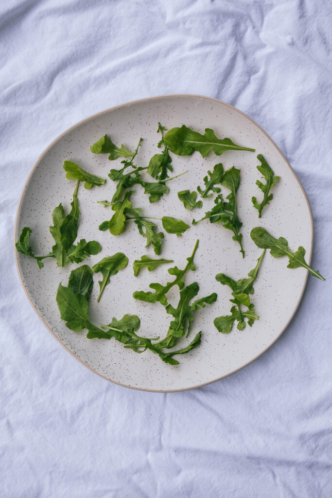 Platter with bed of arugula