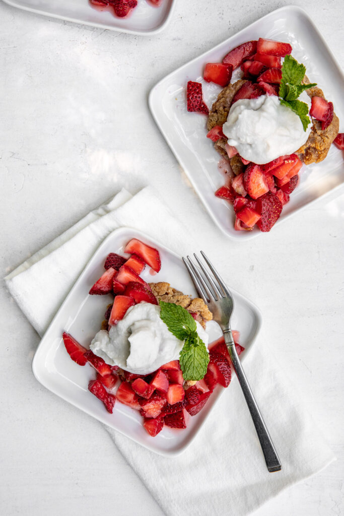 AIP strawberry shortcake on a picnic blanket